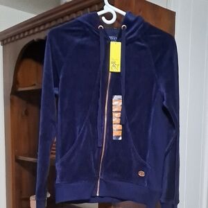 Navy Blue Velour Hoodie